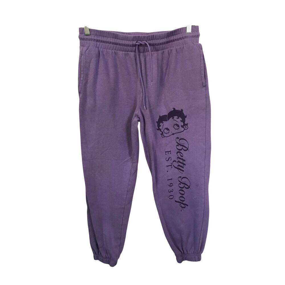 Betty Boop Large Womens Sweatpants Purple Graphic Graphic Print Joggers Y2K